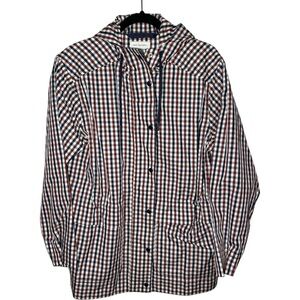 Free Assembly Women's Anorak Jacket with Hood Plaid Squares
